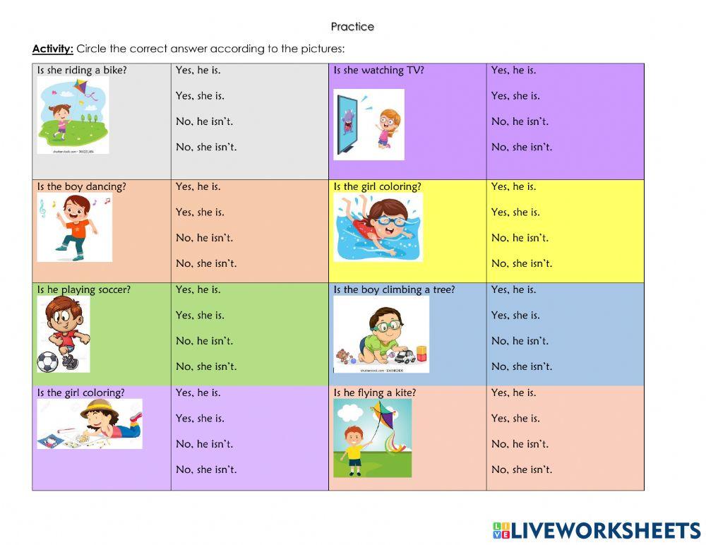 Present Continuous Questions and answers