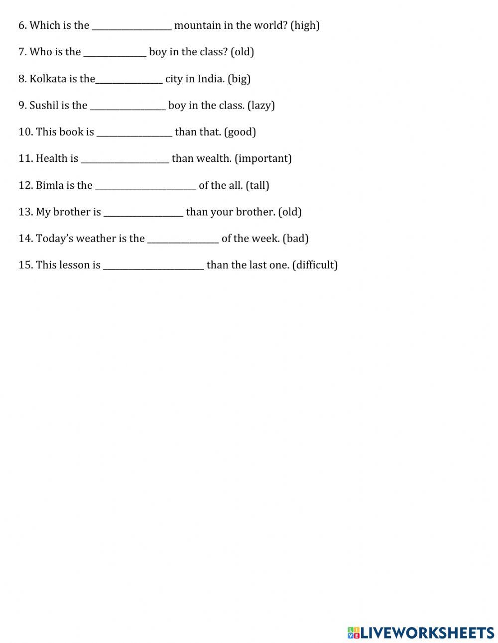 Degrees of adjectives