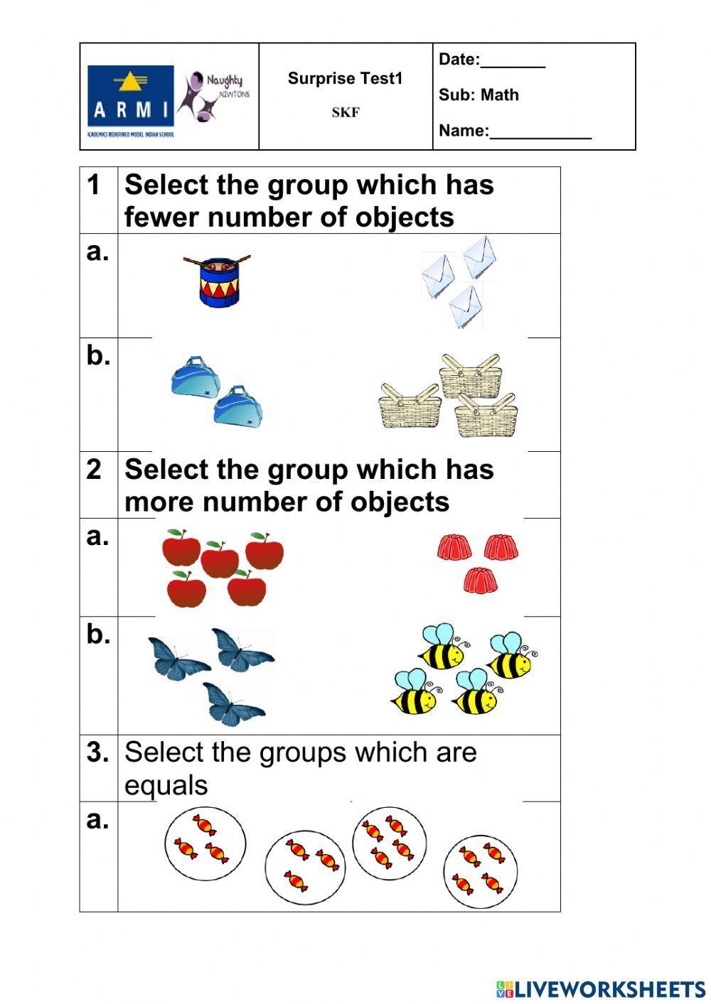 Comparing quantities of identical objects