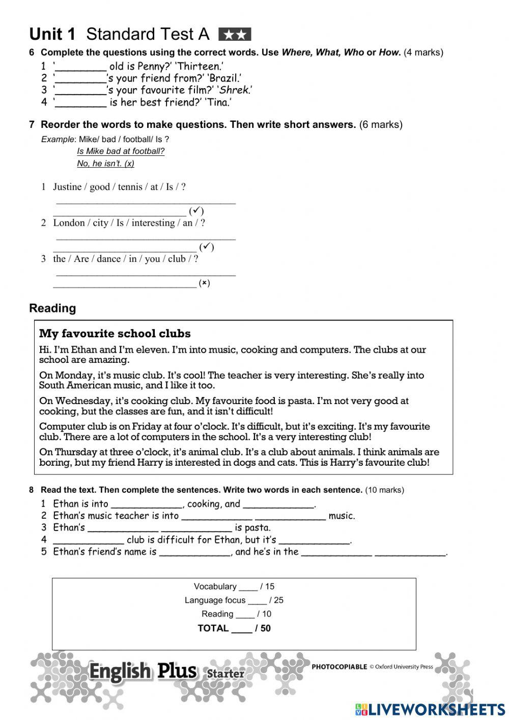 English Plus Starter Workbook Answer Key