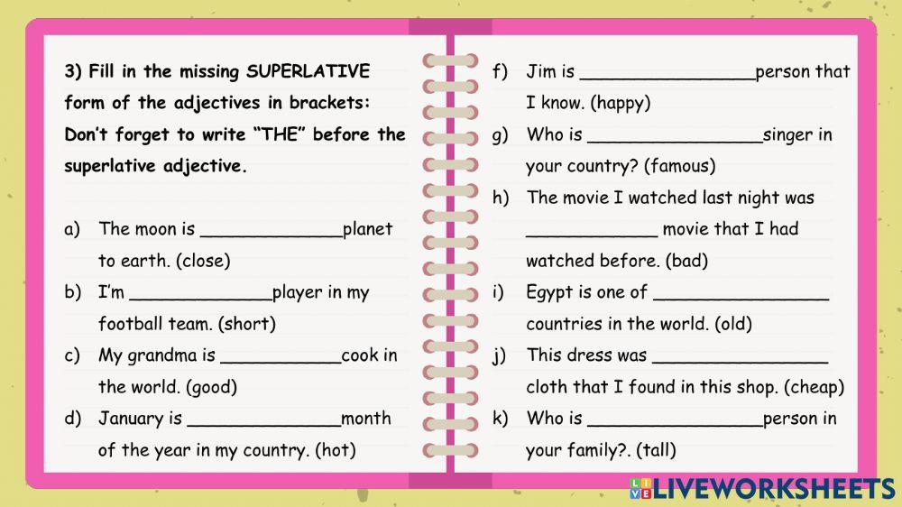 Superlative adjectives