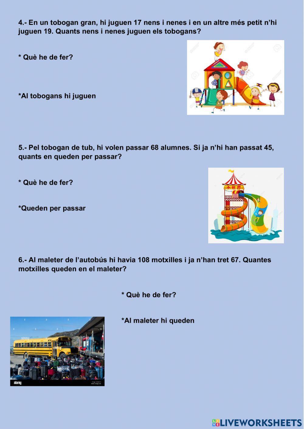 Problemes de sumar i restar