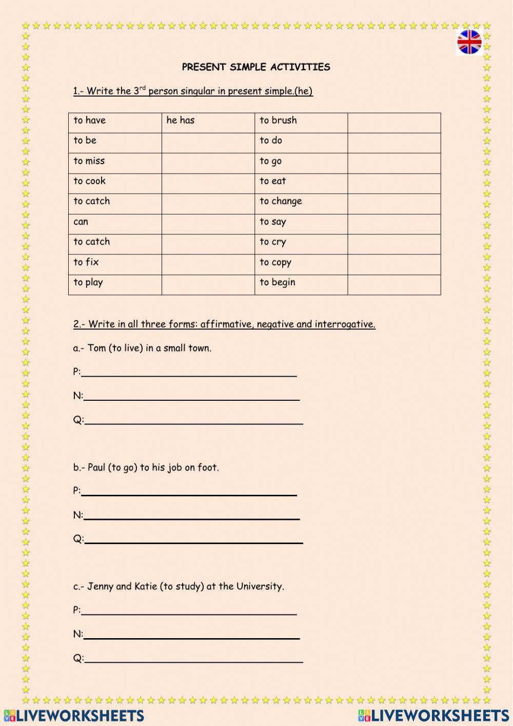 Present simple activities