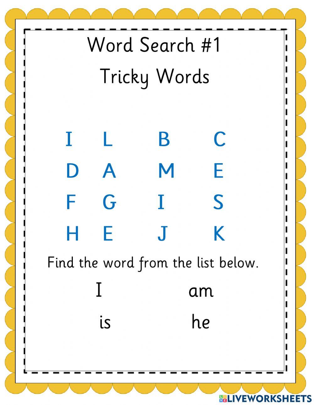 Tricky Words Word Search -1