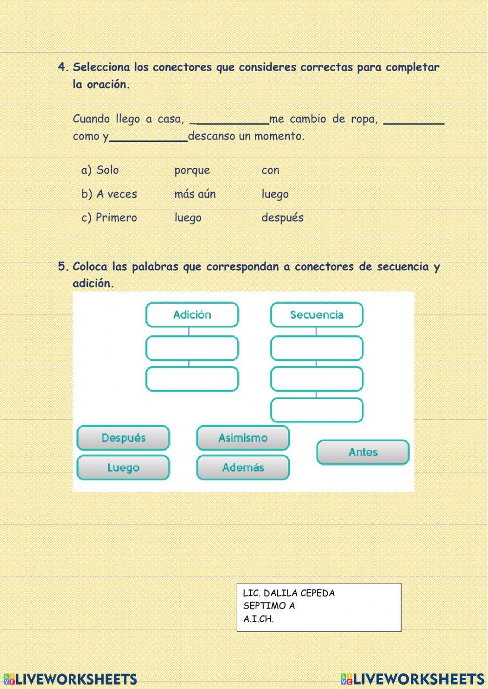 Conectores de secuencia y adicón