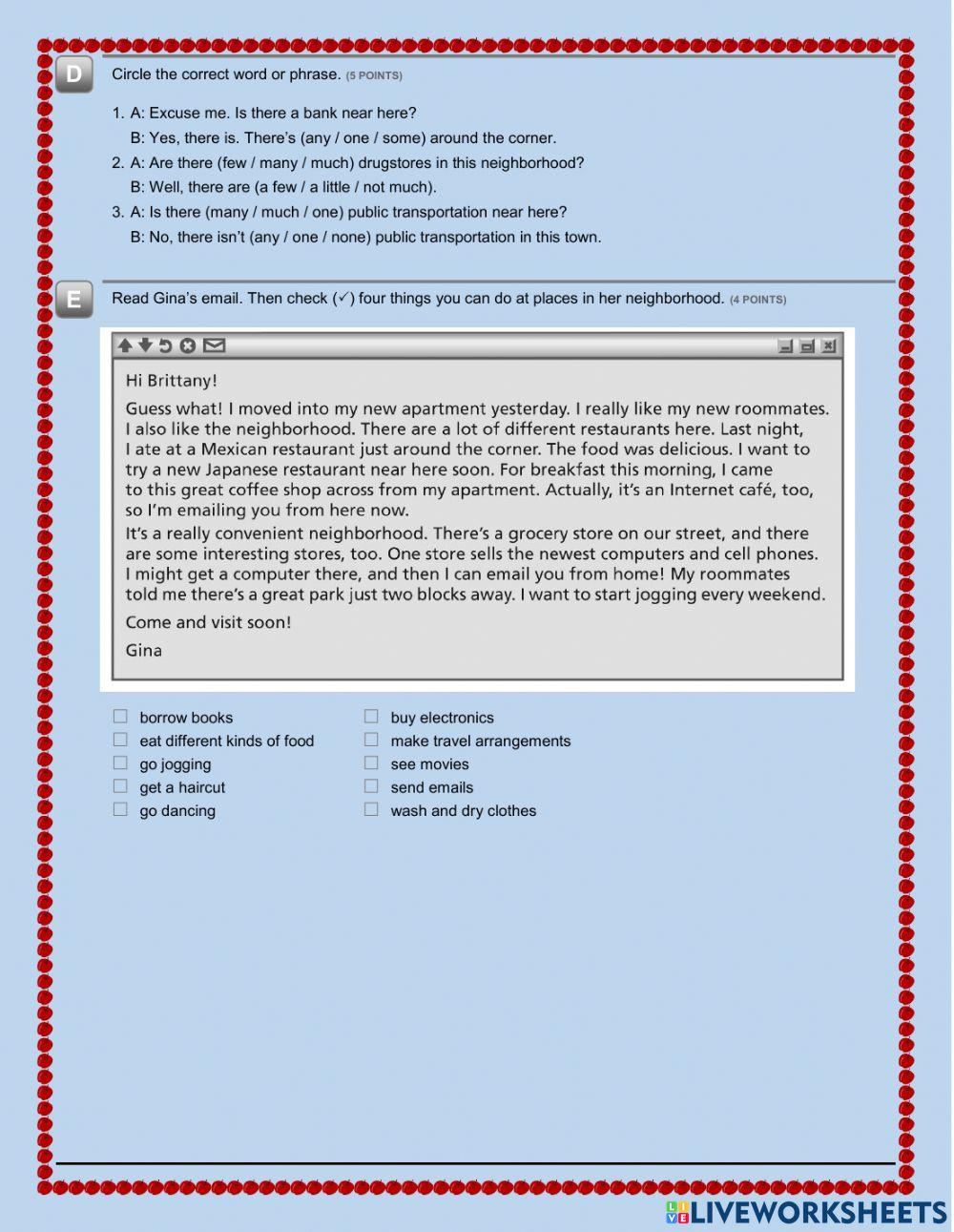 Simple past and places in a city