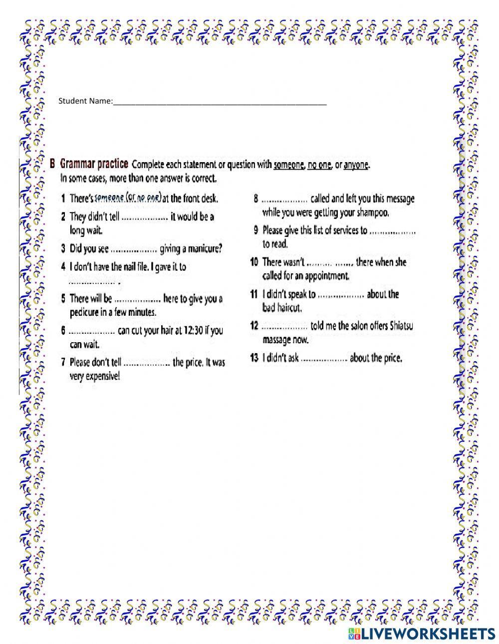 Someone, No one, Anyone