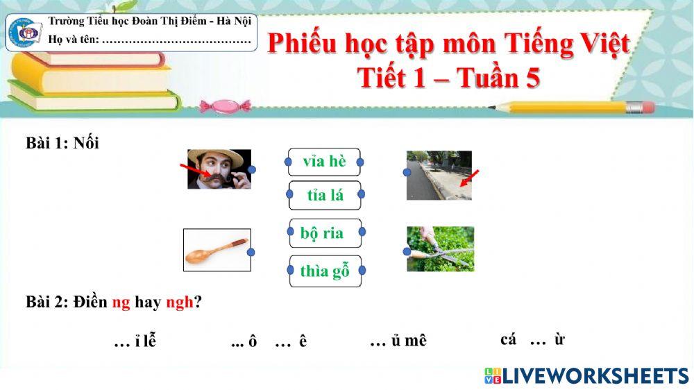 Tiếng Việt tuần 5 - số 1