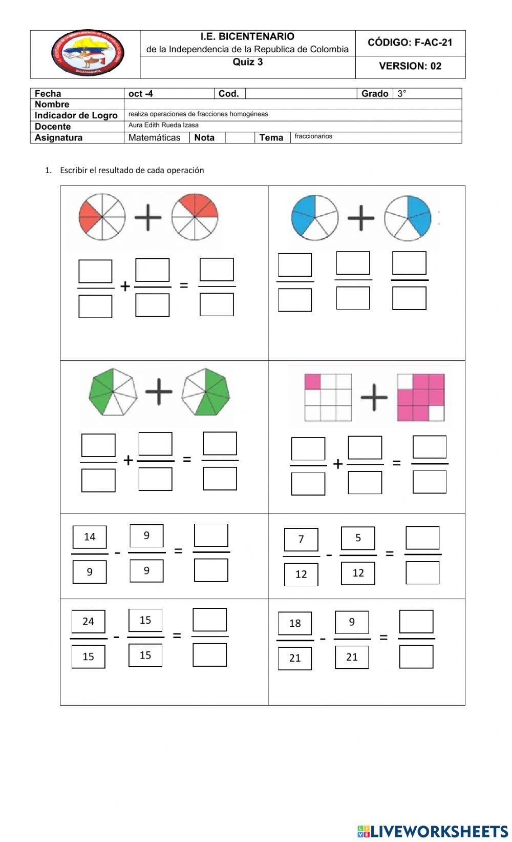 Suma de fracciones homogéneas
