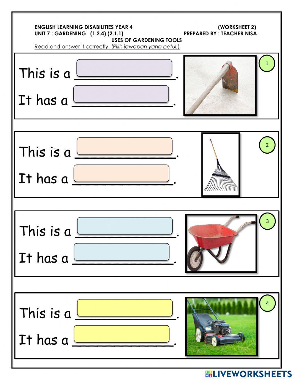 Year4-Unit7-Gardening-W2(Function of Gardening Tools & Vegetables)