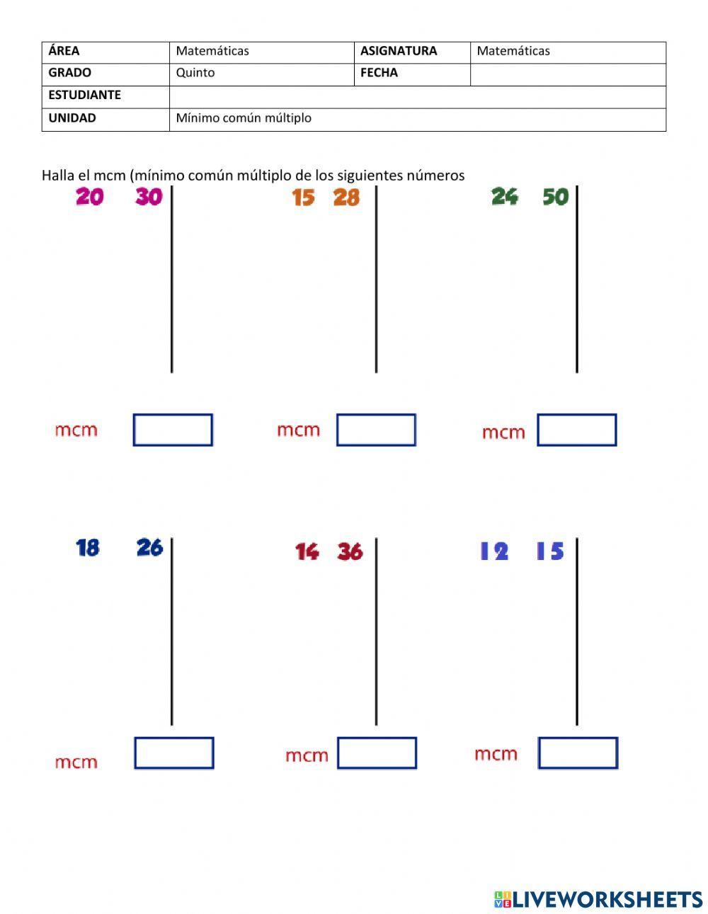 Mínimo Común Múltiplo