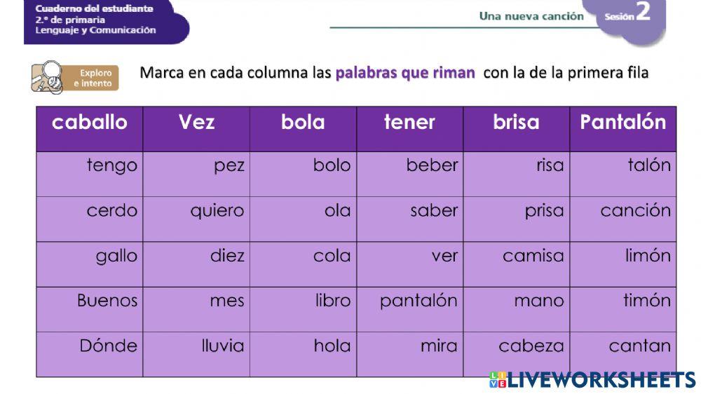 Palabras que riman