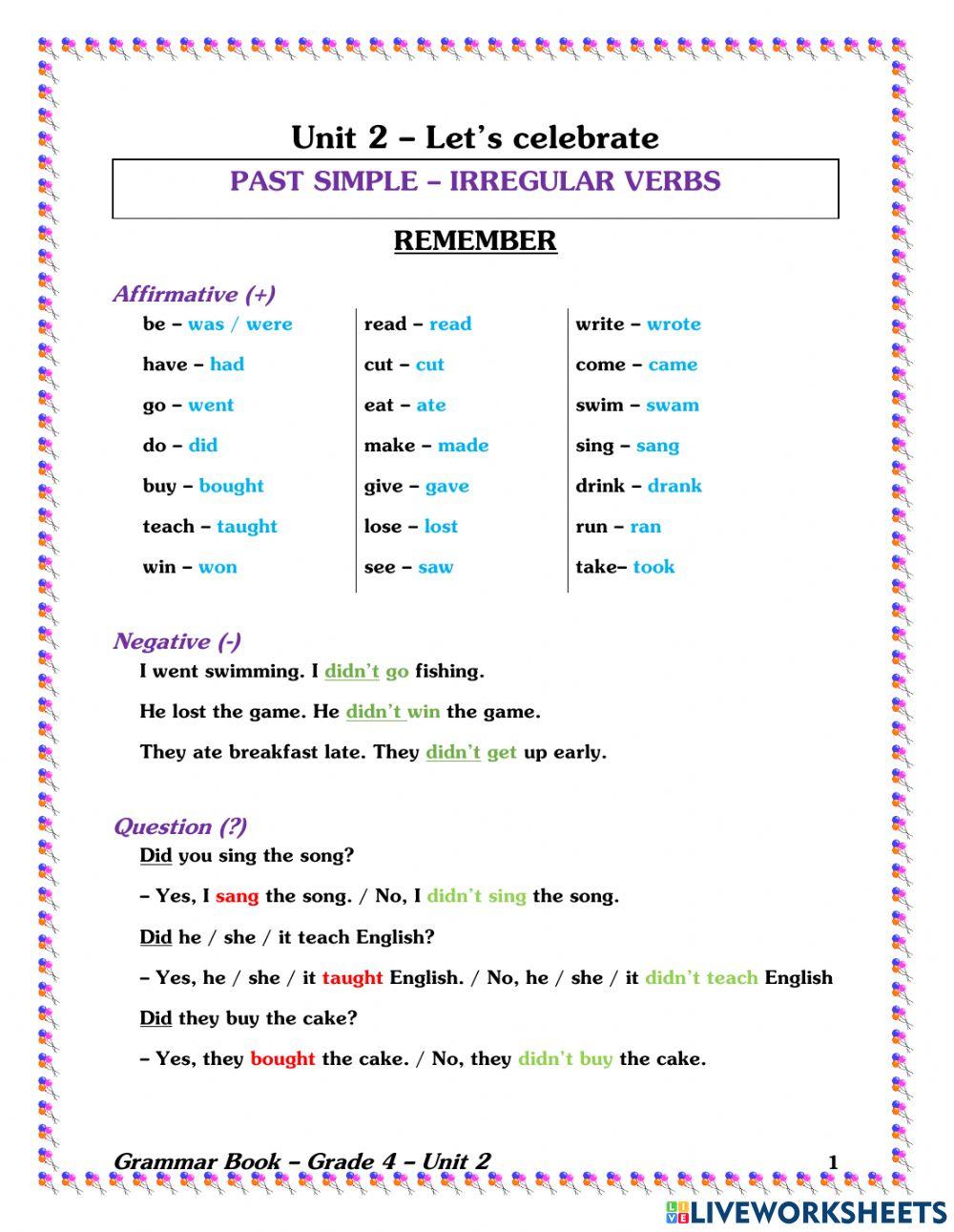 Grade4-GrammarBook-W5-PastSimple-Irregular1