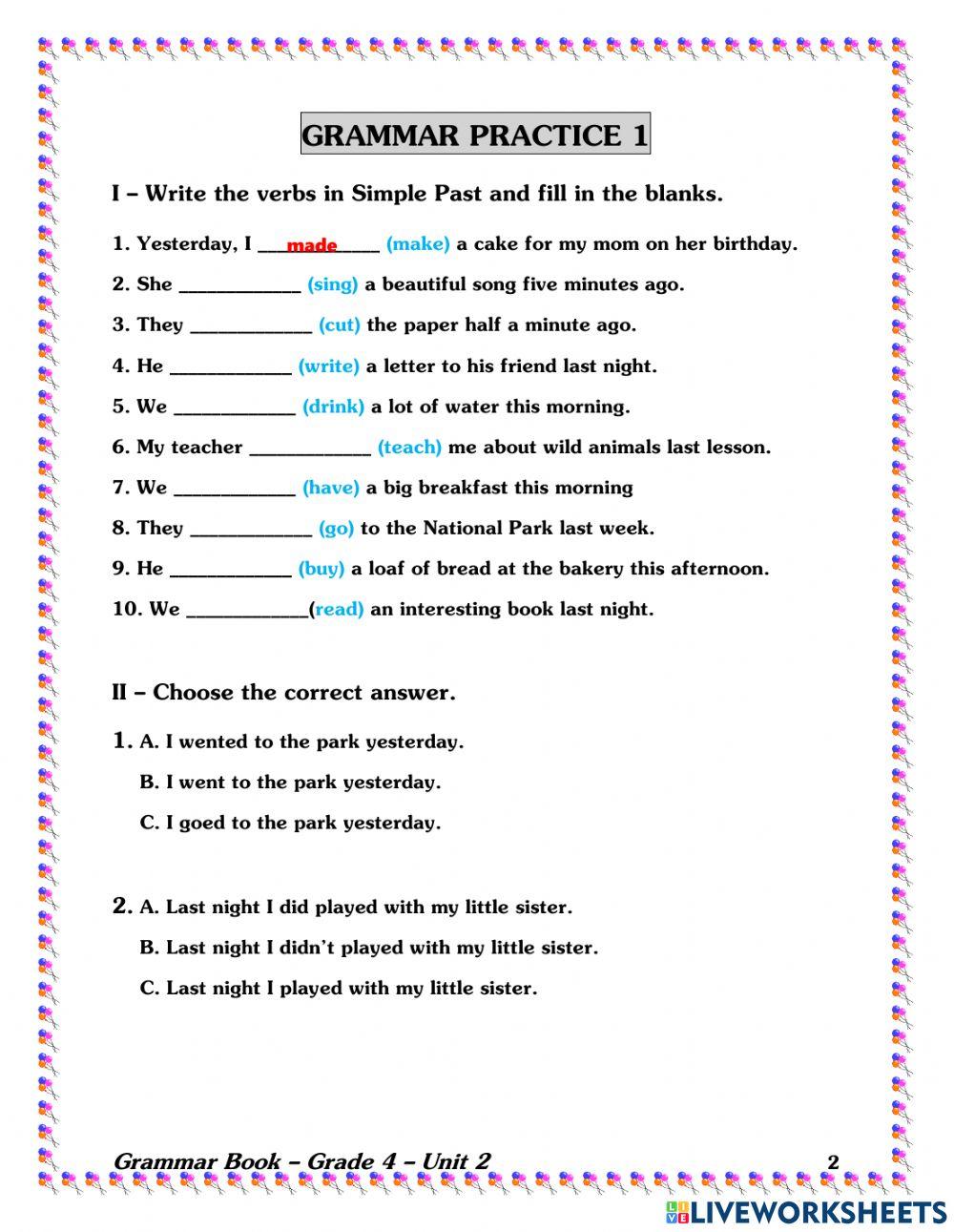 Grade4-GrammarBook-W5-PastSimple-Irregular1