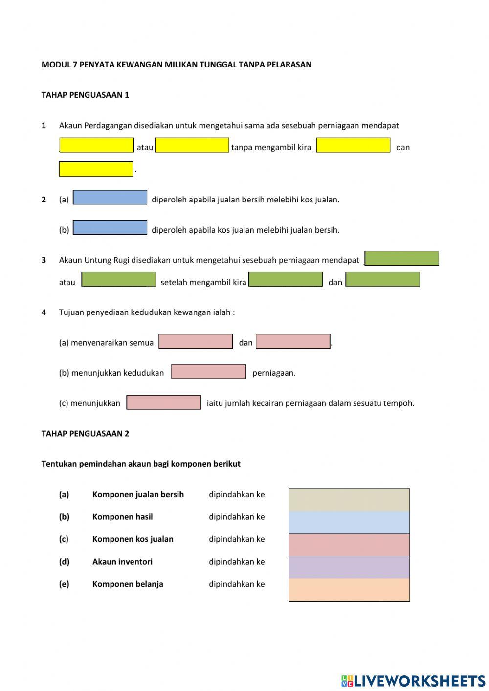 Penyata Kewangan Tanpa Pelarasan