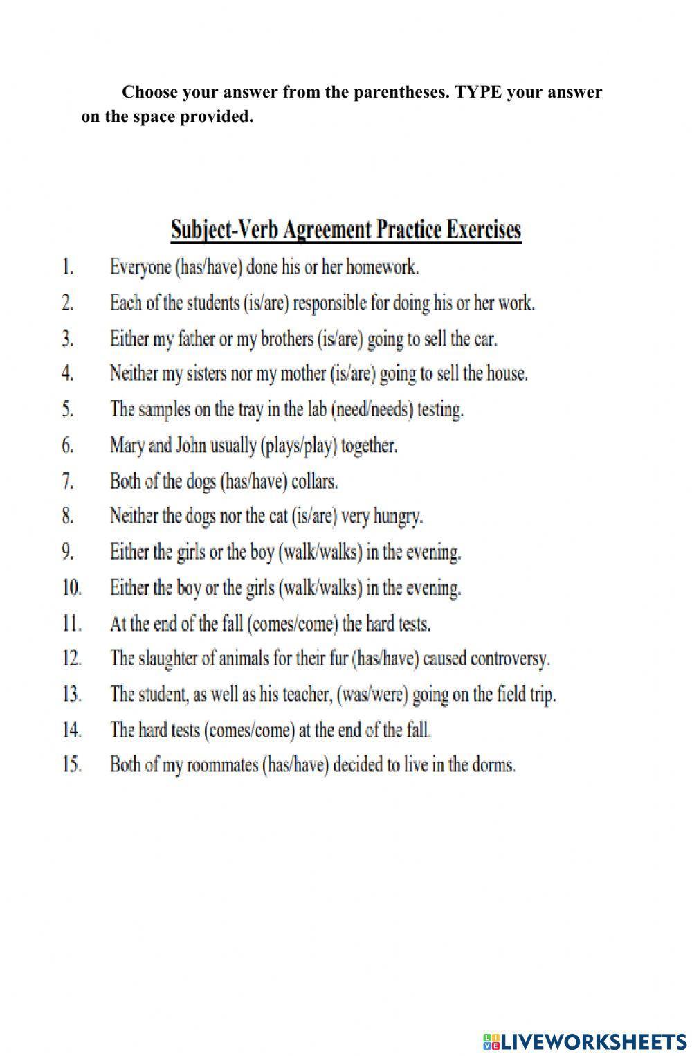 Subject and verb agreement