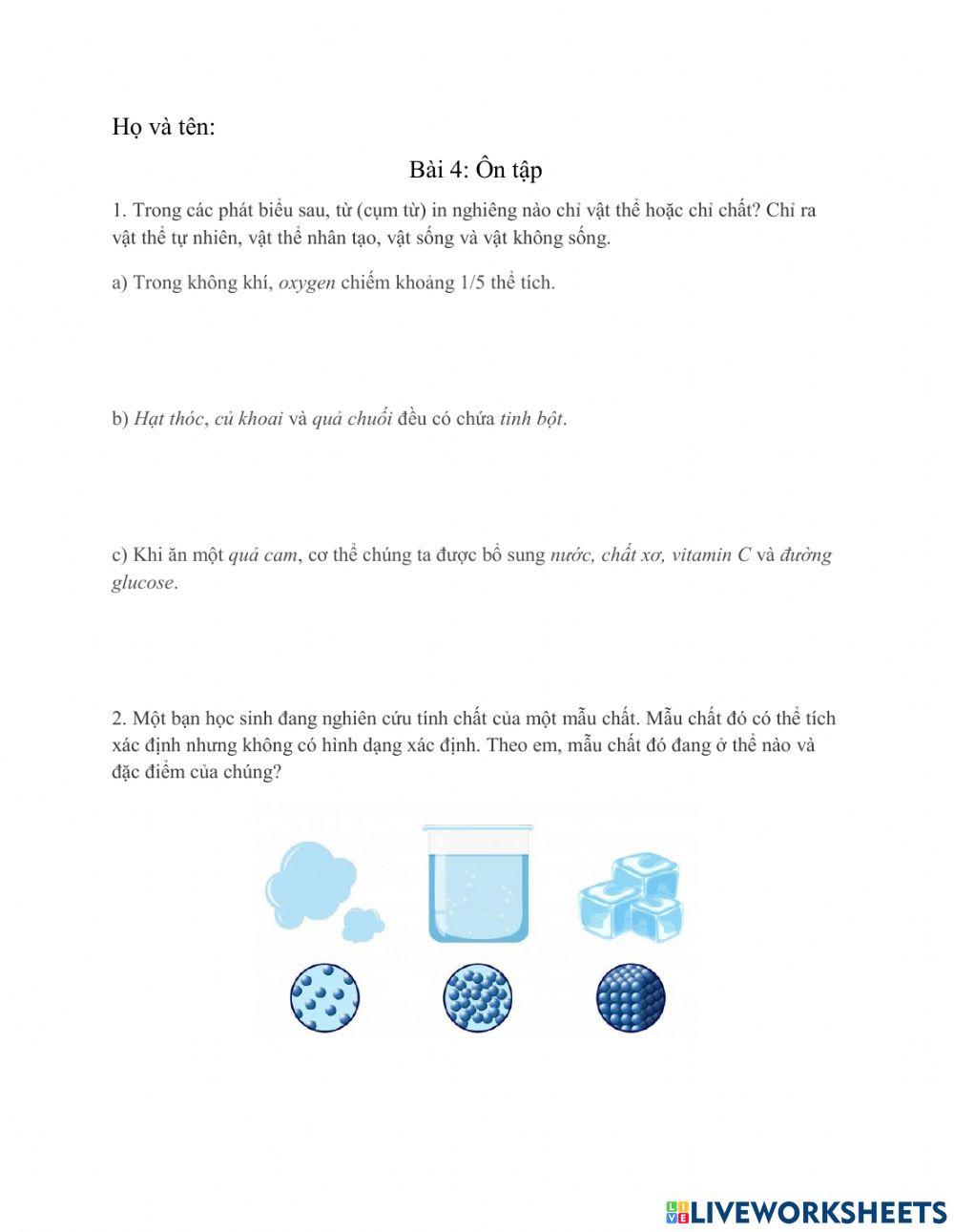 Bài tập ôn tập hoá 1