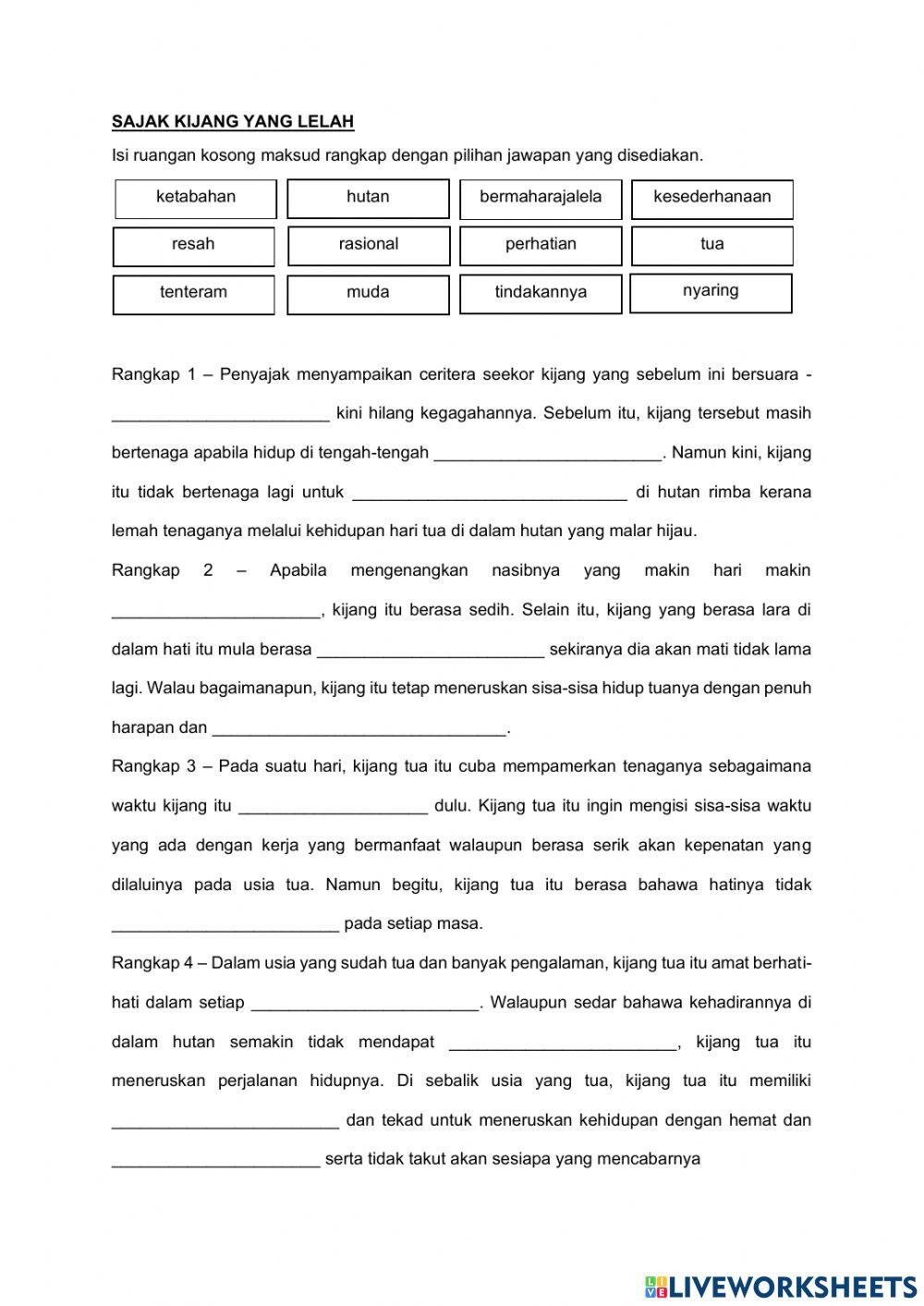 Sajak kijang yang lelah