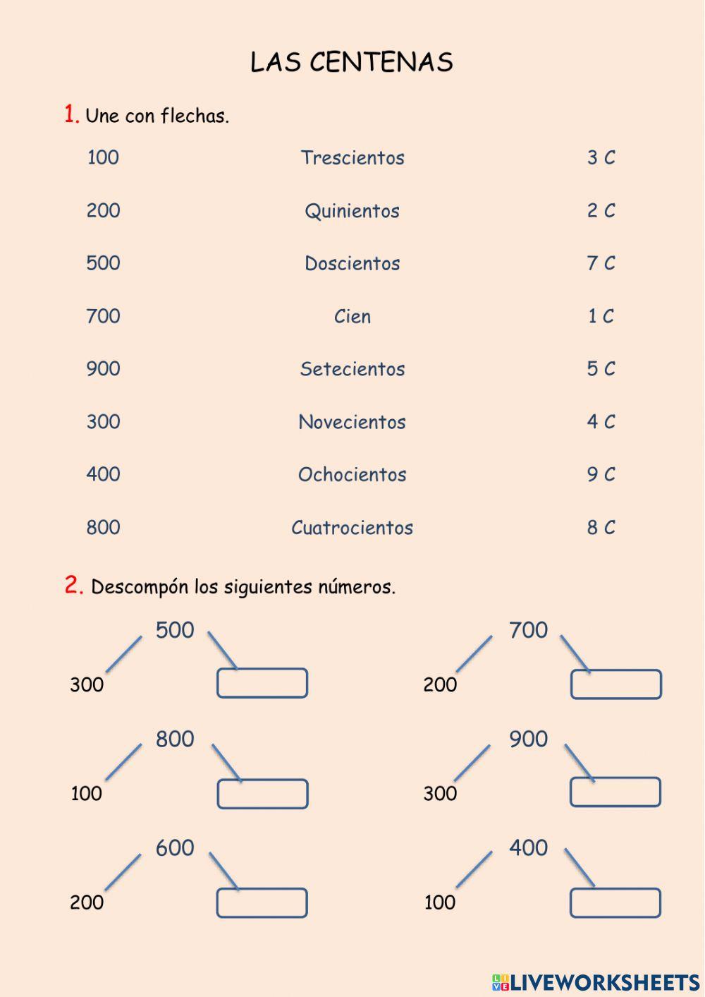 Numeración - Las centenas