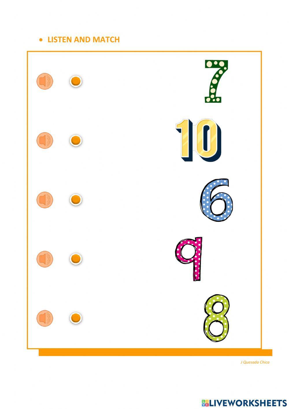 1-0. NUMBERS 1 TO 10. LISTEN AND MATCH