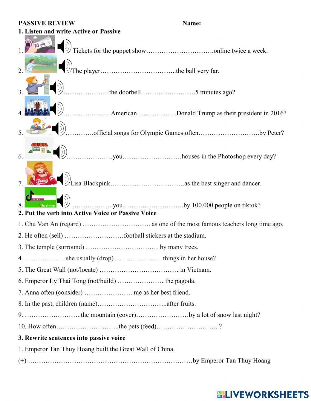 Grade 7- Passive Active Review