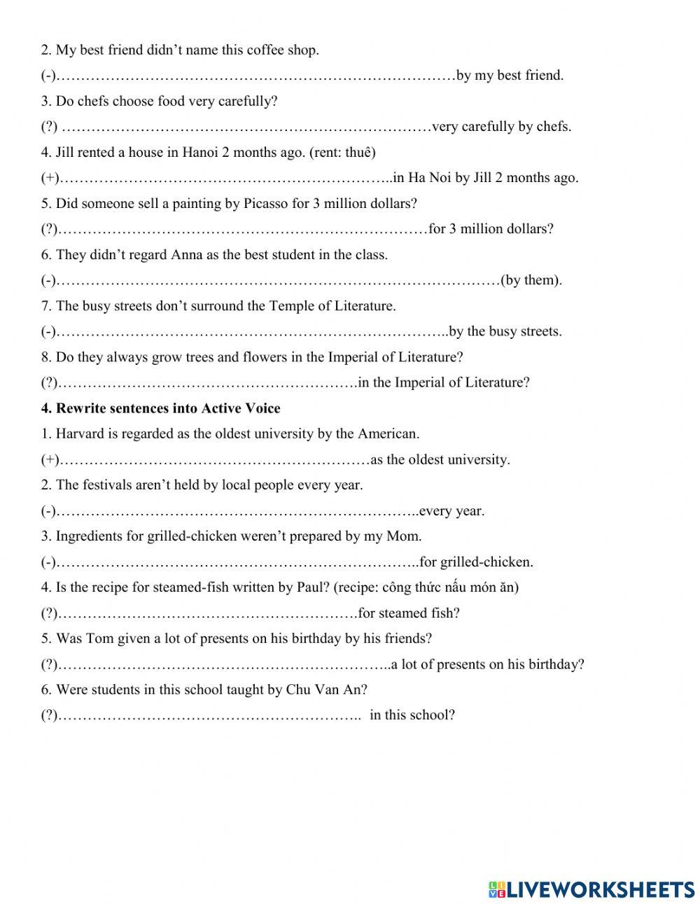 Grade 7- Passive Active Review