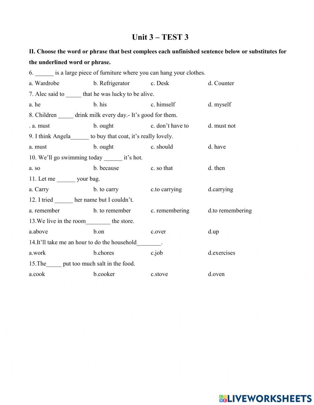 Grade 8 worksheet activity Live Worksheets