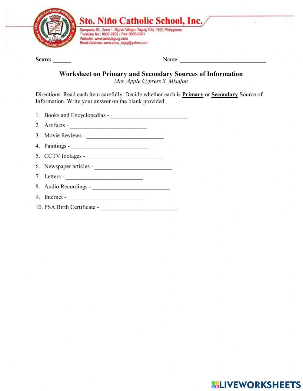 Sources of Information