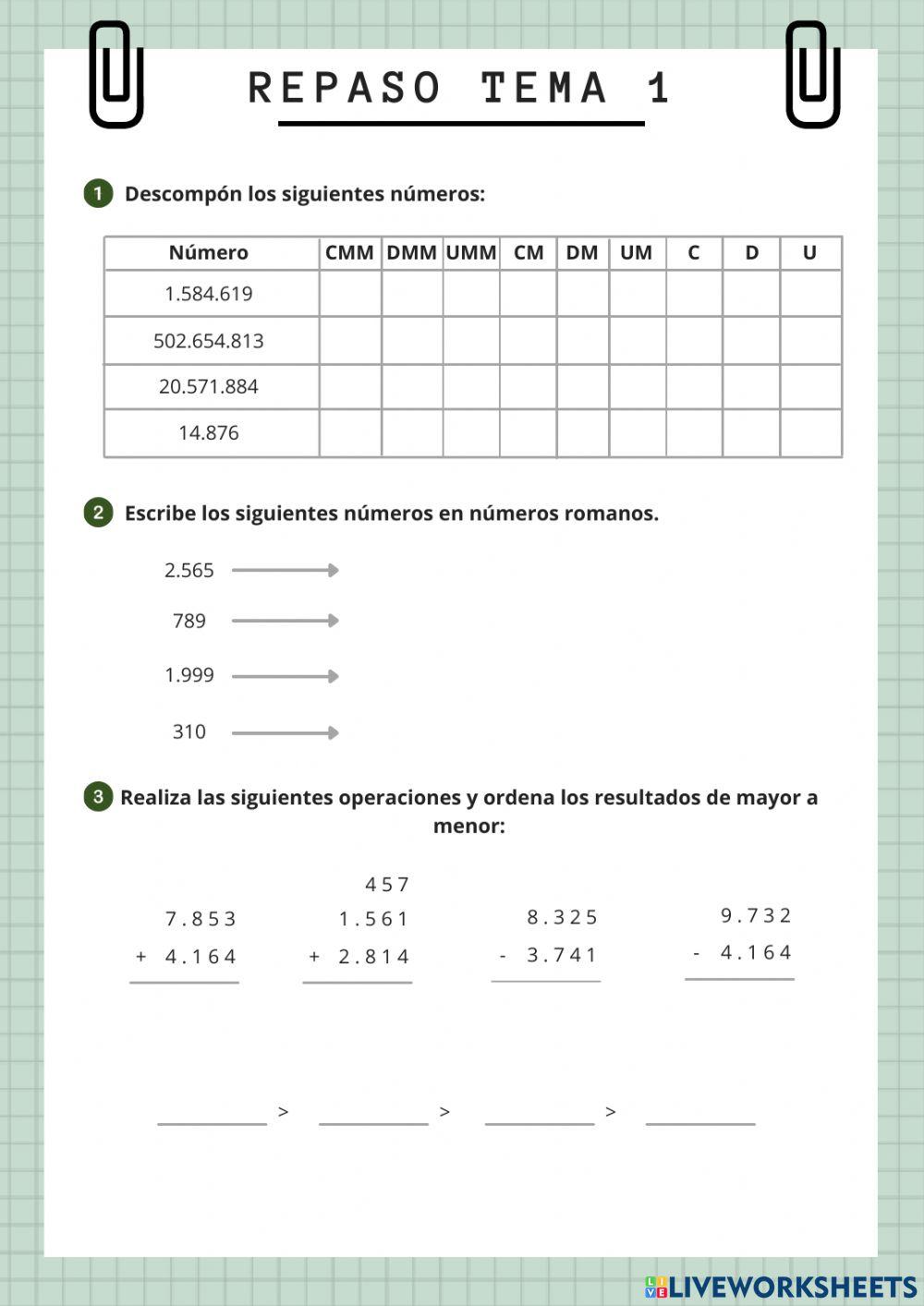 Repaso Tema 1 matemáticas