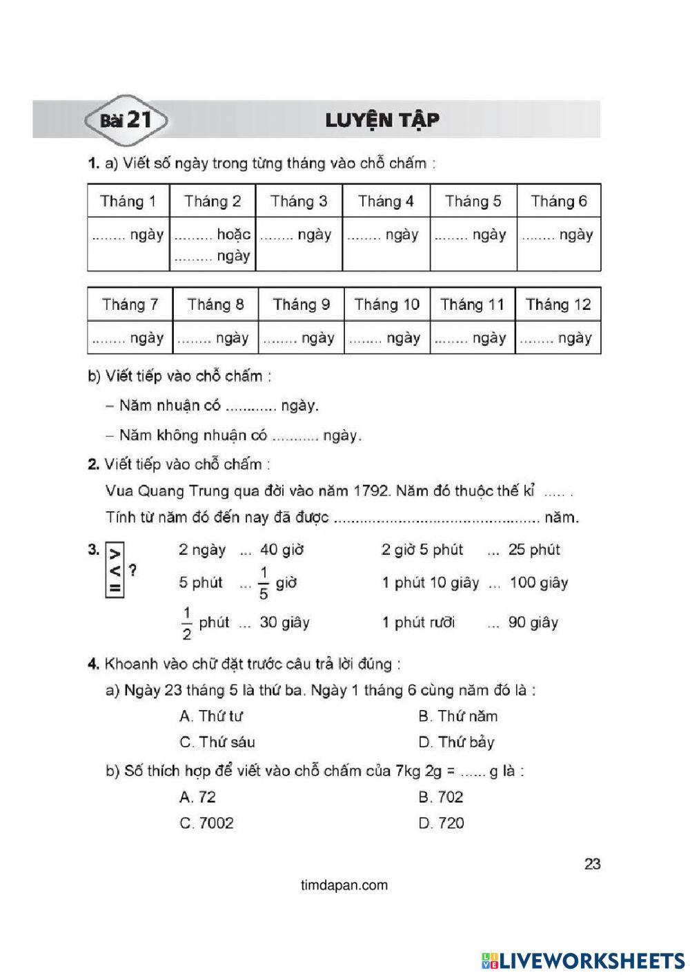 VBT Toán in - bài 21 - Toán in 4