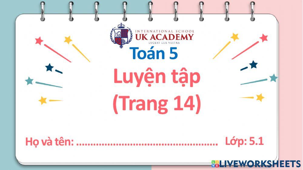 Toán 5-luyện tập trang 14