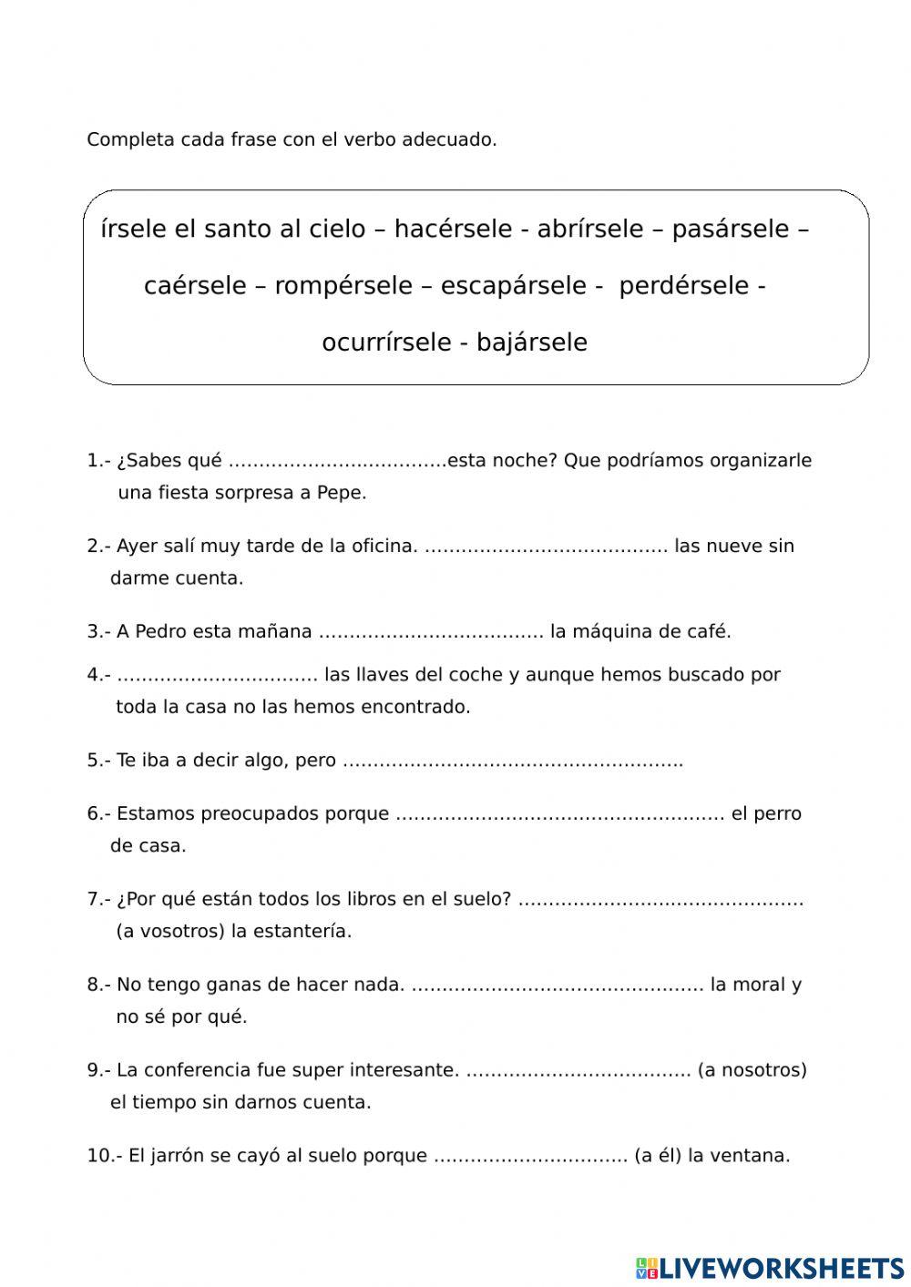 Verbos con pronombres