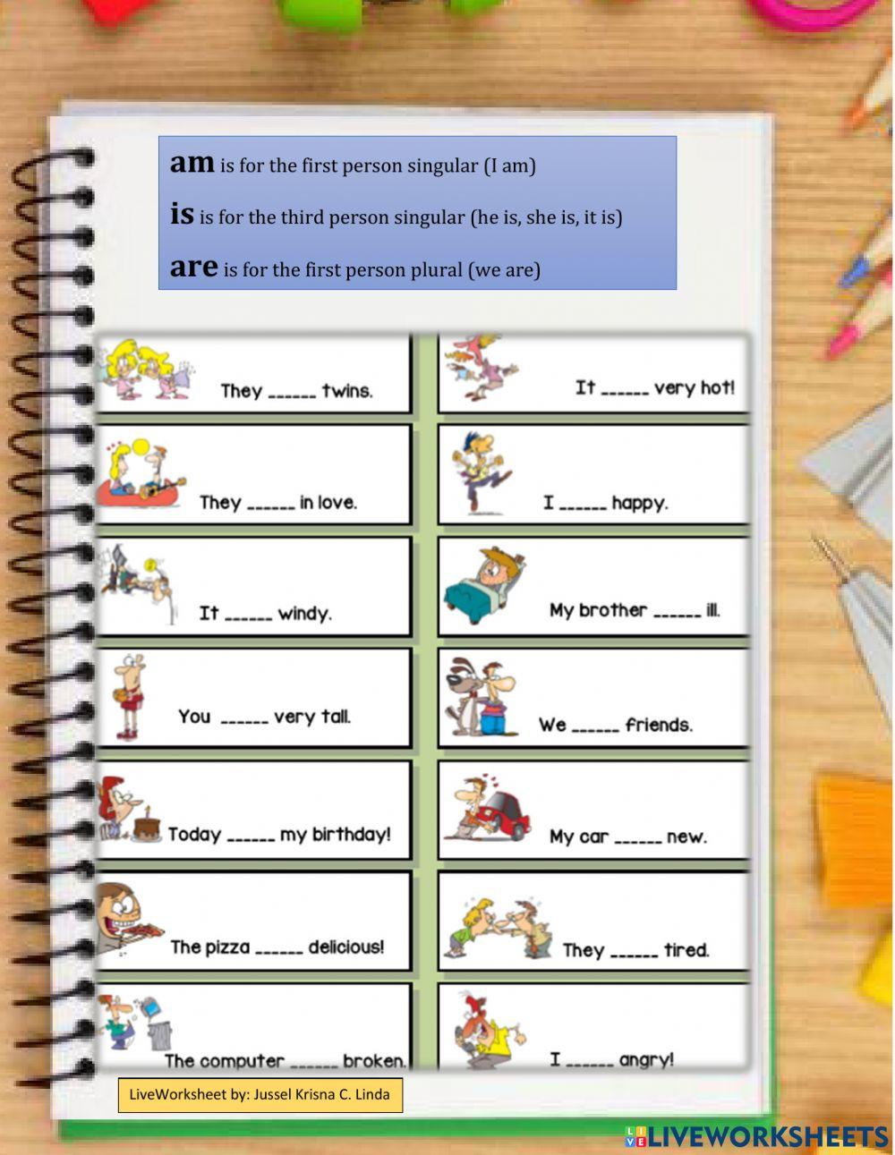 (am, is , are) by, Jussel Krisna C. Linda