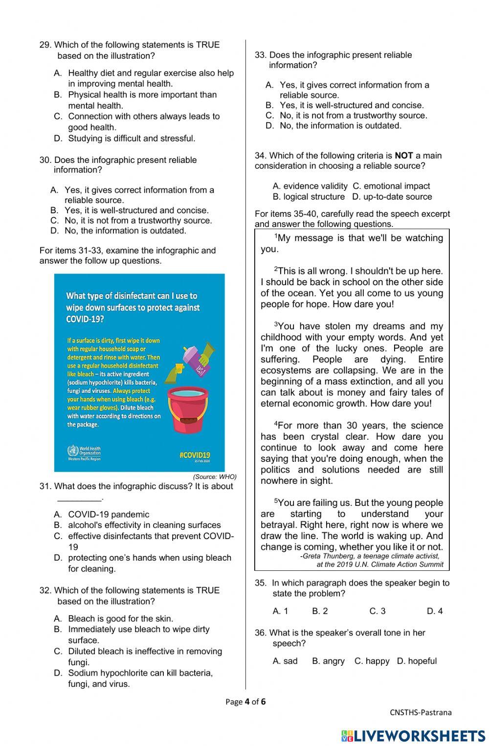 Diagnostic Test in English 10