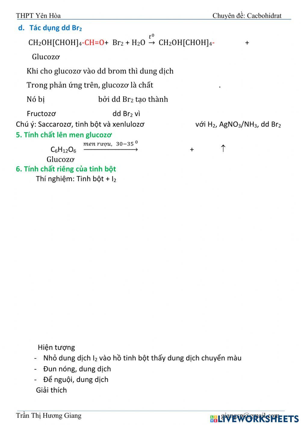 Cacbohidrat: Tính chất hóa học phần 4