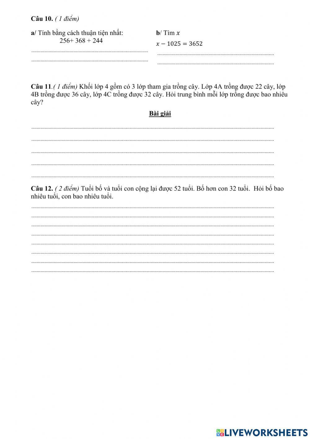 Đề thi toán giữa kì lớp 4