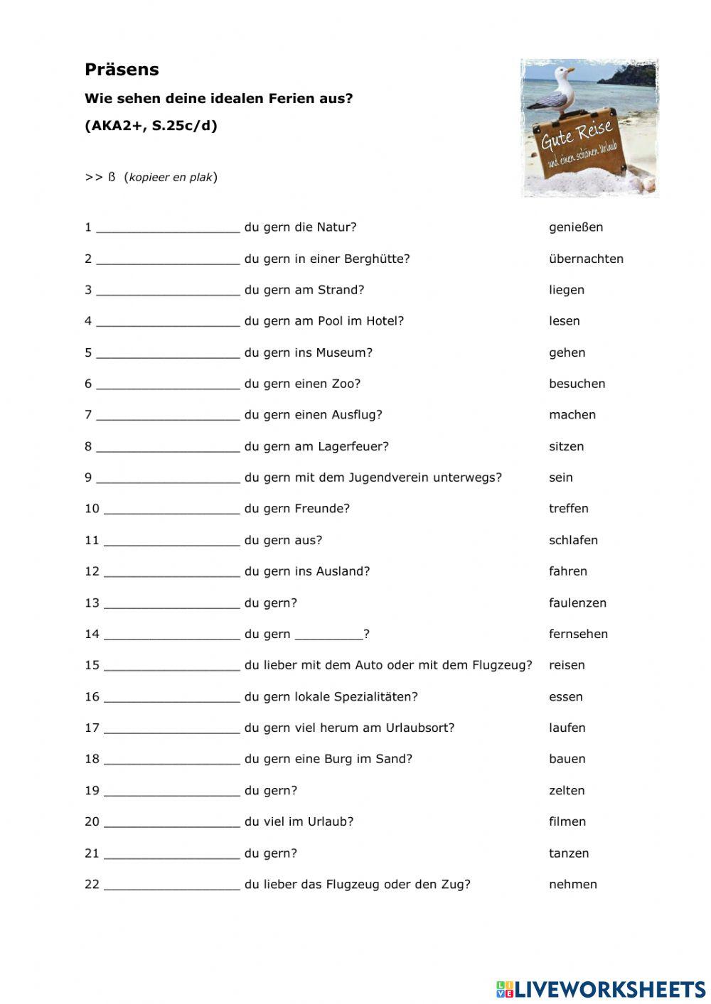 Präsens (meine idealen Ferien)