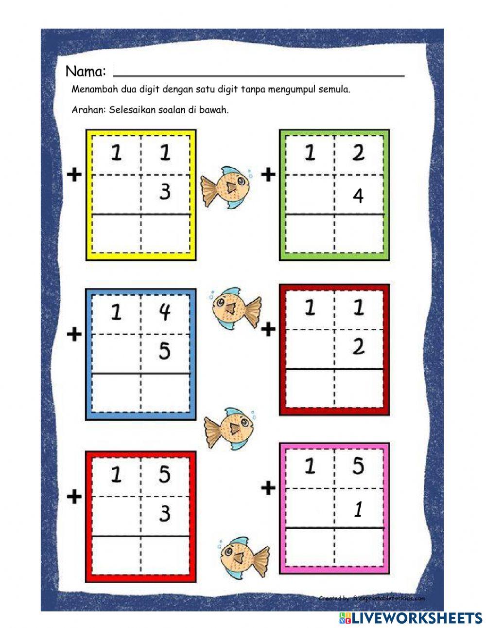 Operasi tambah dua digit dengan satu digit