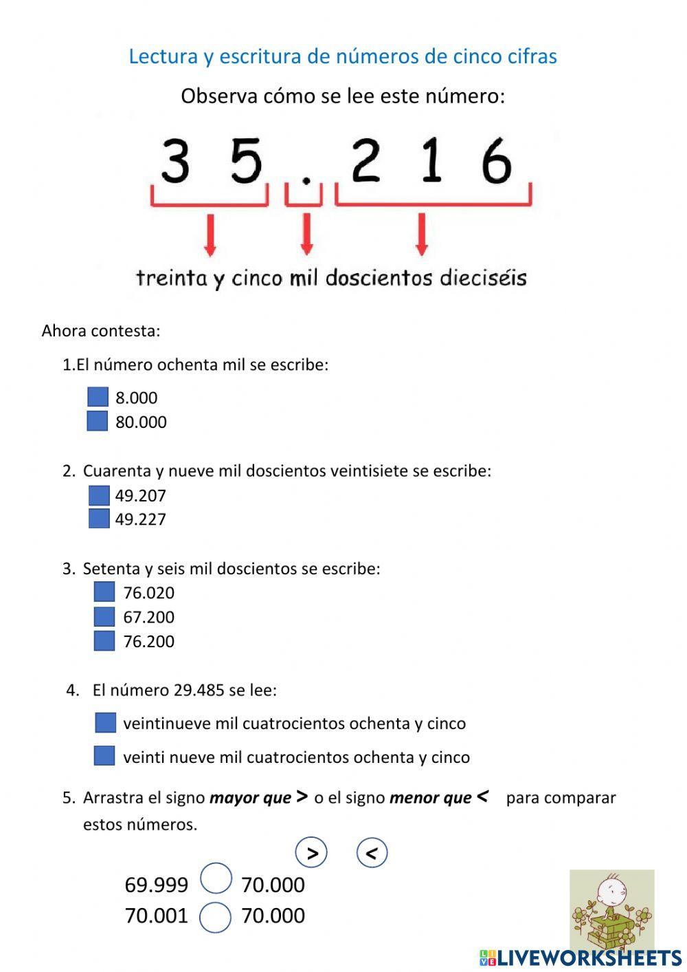 Lectura números cinco cifras