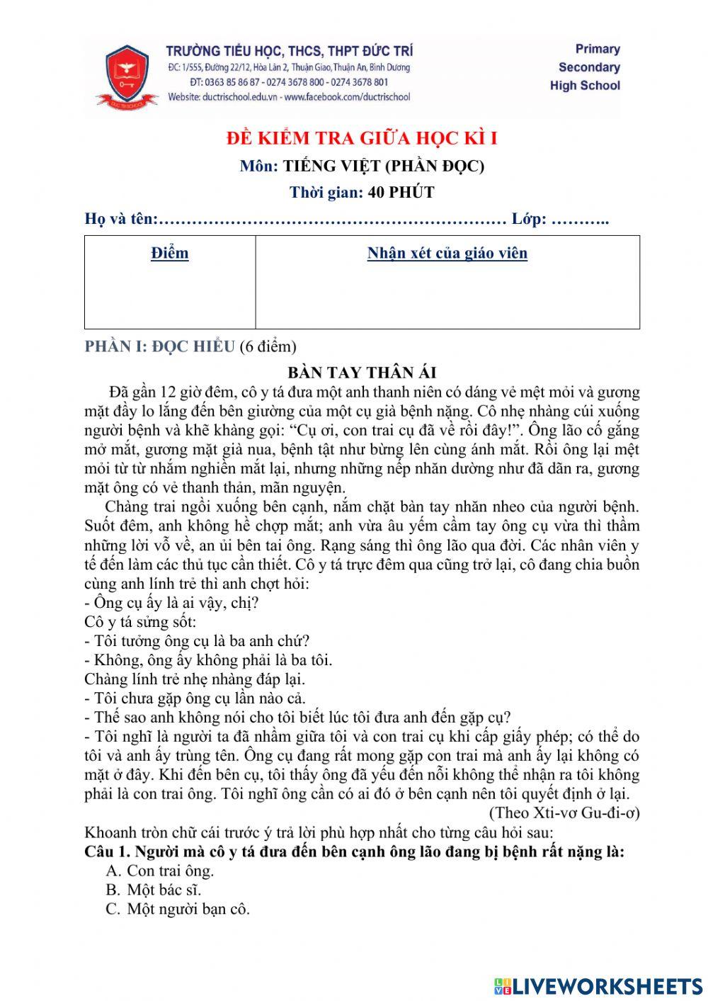 Đề kiểm tra giữa hki - tv