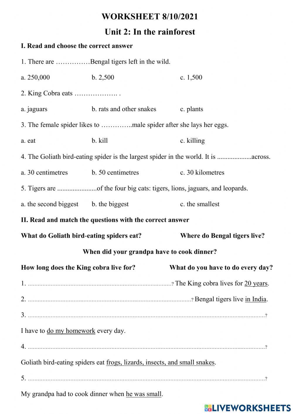 English online exercise for 5 | Live Worksheets