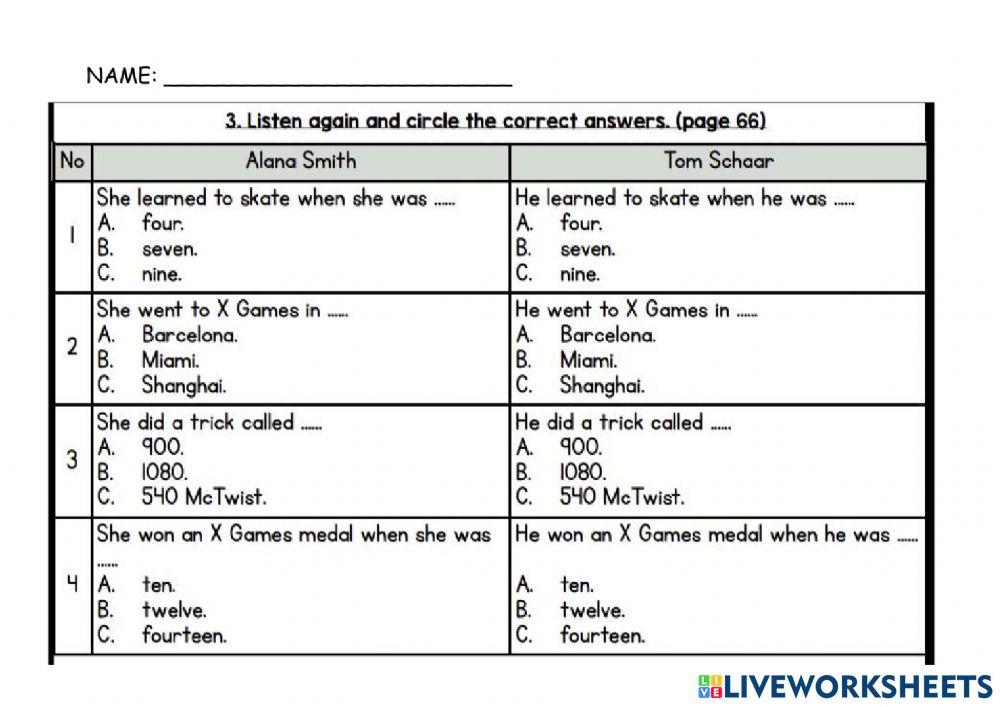 Year 5 page 66 exercise 3