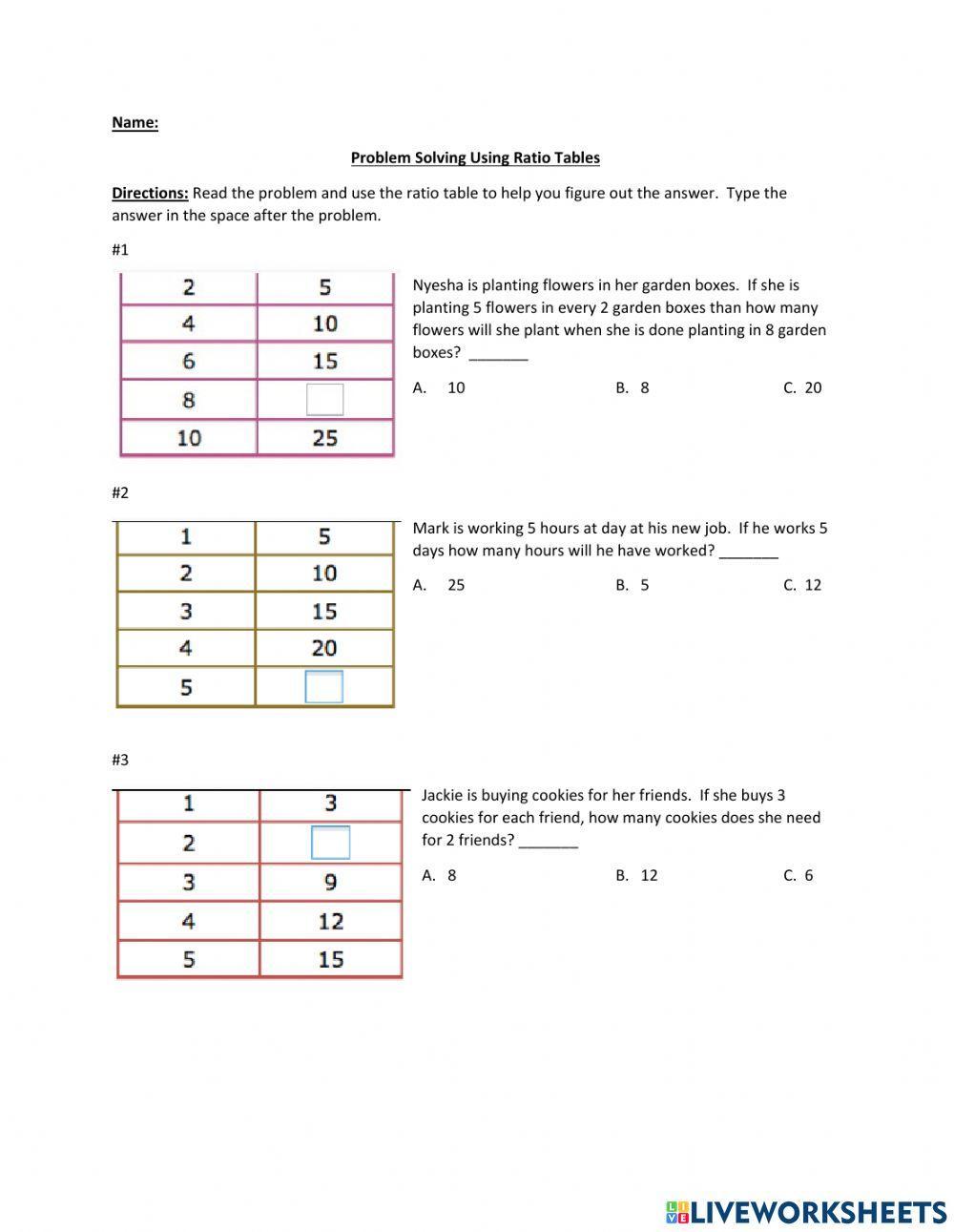 Ratio table