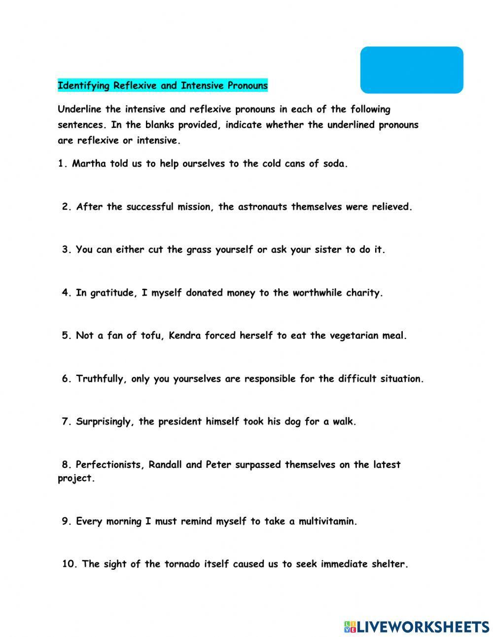 Using Reflexive and Intensive Pronouns