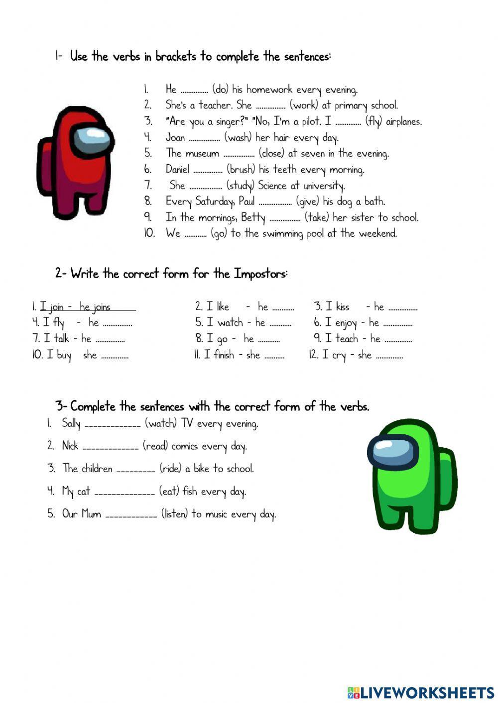 Game 1 - Present Simple affirmative