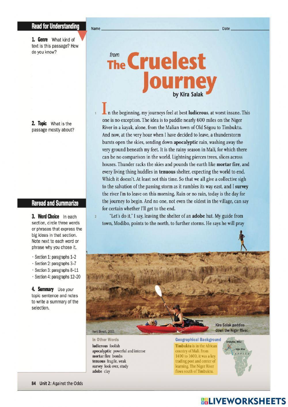 The Cruelest Journey 0310 Roselyn Live Worksheets