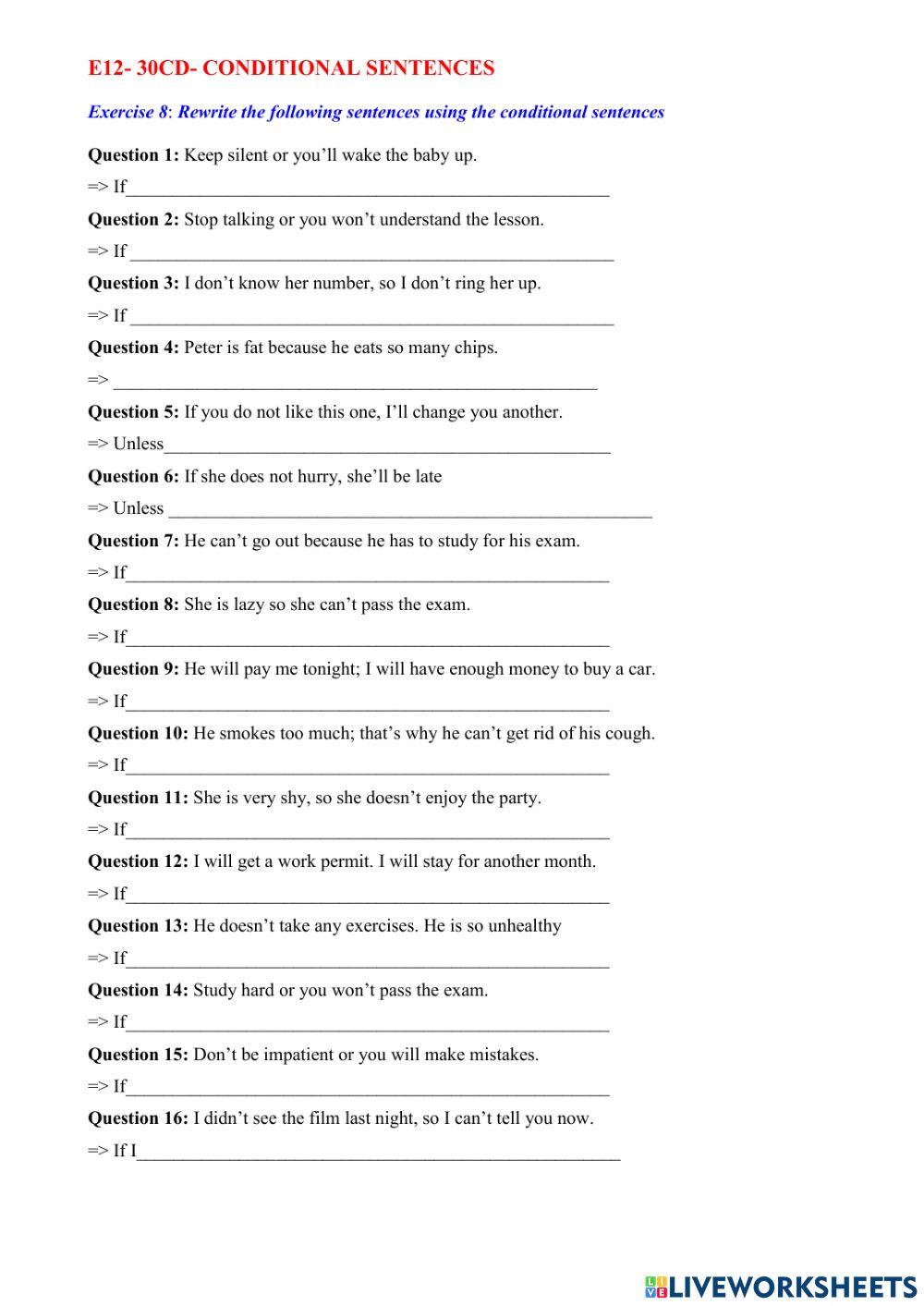 Conditional sentences ex 2a