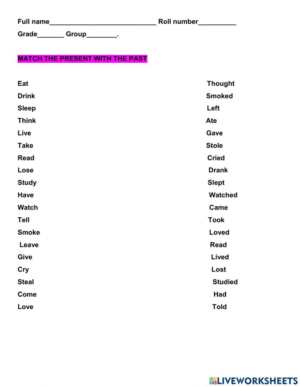 Verbs in present and past