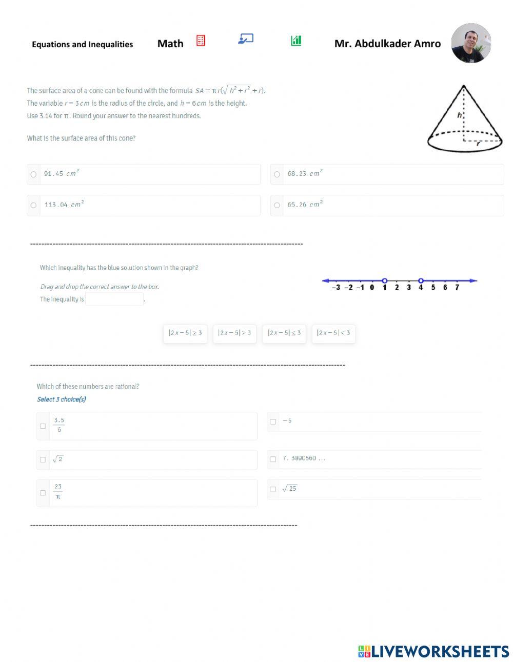Equations and Inequalities  Show Learning