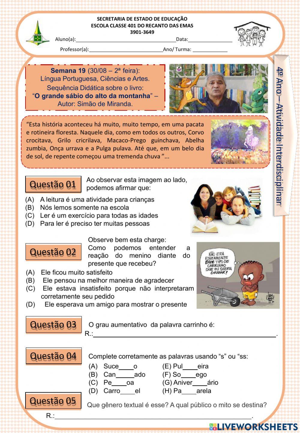 Atividade interdisciplinar